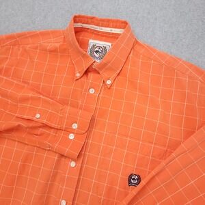 Cinch  Button Down Shirt men's L Orange Plaid Long Sleeve Casual Western